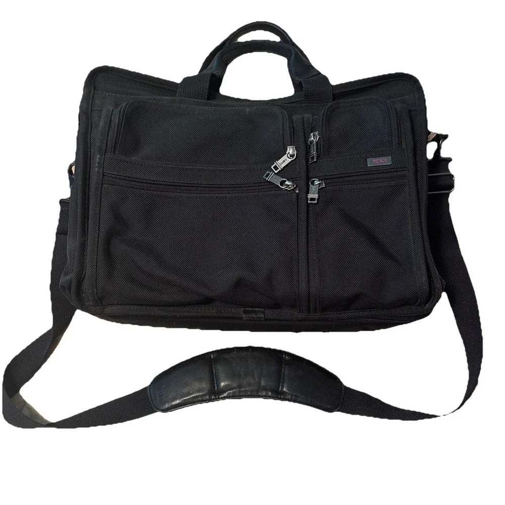 TUMI 26061D4 Alpha Expandable Organizer Laptop Briefcase Black Ballistic Nylon